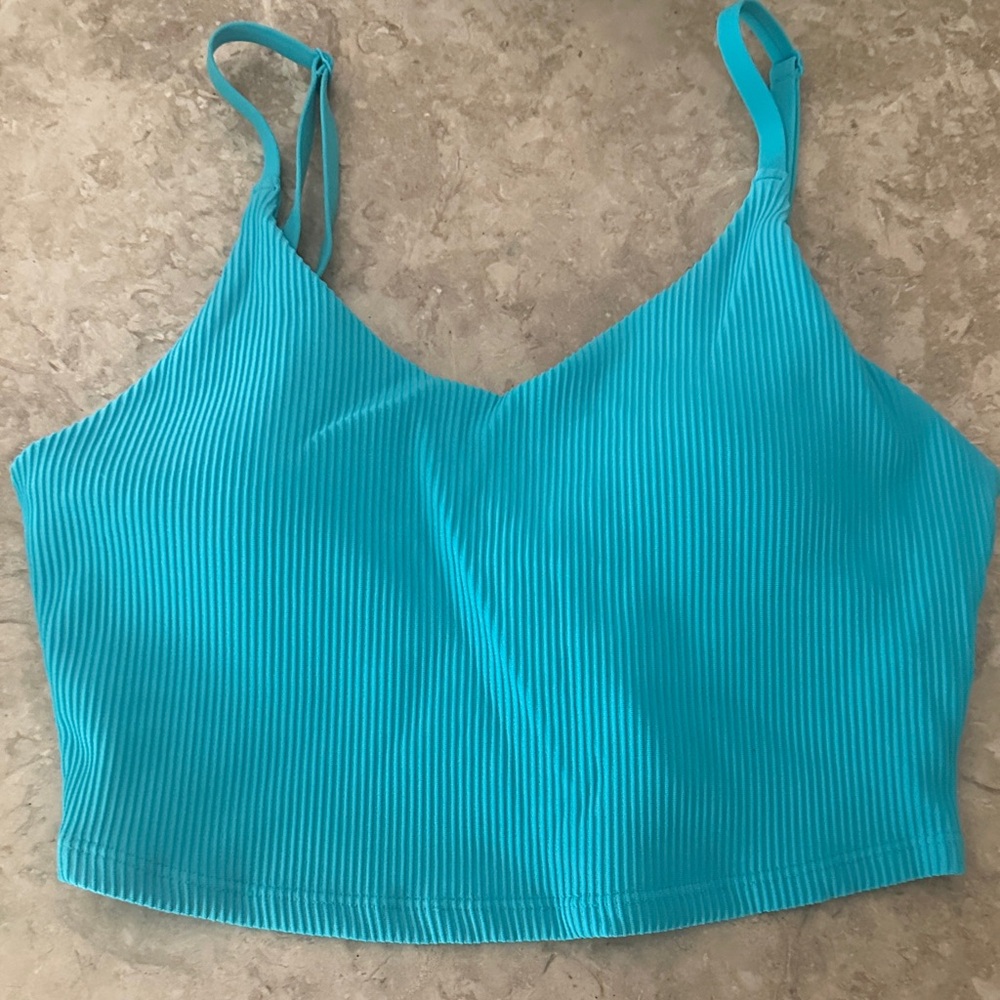 Athleta Turquoise Ribbed Cropped Cami